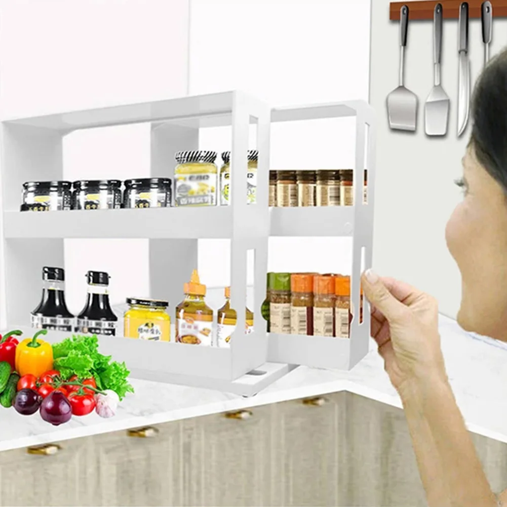 2 Layers Rotating Storage Rack Cabinet Spice Holder Multi-Functional Bathroom Seasoning Spice Jar Space Saving Design
2 Layers Rotating Storage Rack Cabinet Spice Holder Multi-Functional Bathroom Seasoning Spice Jar Space Saving Design