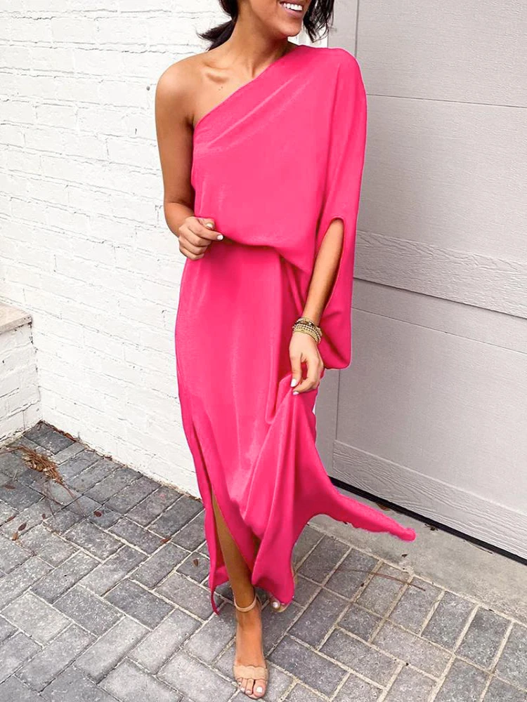 Women 2020 Summer Solid Ruffles Off One Shoulder Dresses Short Sleeve Loose Side Slit Long Maxi Kaftan Dress Slit Dress
Women 2020 Summer Solid Ruffles Off One Shoulder Dresses Short Sleeve Loose Side Slit Long Maxi Kaftan Dress Slit Dress