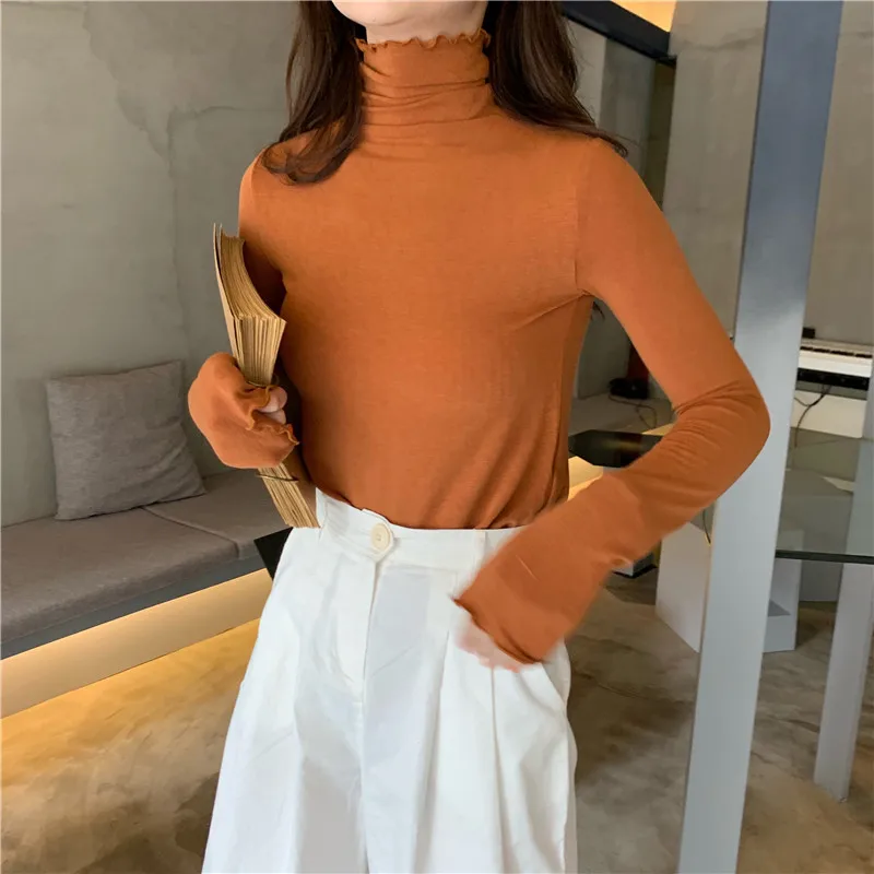 High-necked long-sleeve women's bottoming shirt 2021 autumn winter all-match piled collar Ladies t-shirt Western style top
High-necked long-sleeve women's bottoming shirt 2021 autumn winter all-match piled collar Ladies t-shirt Western style top