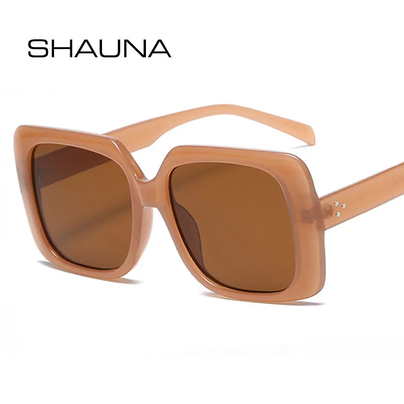 

Мужские и женские очки в стиле ретро SHAUNA, большие квадратные солнцезащитные очки с заклепками и градиентом, UV400