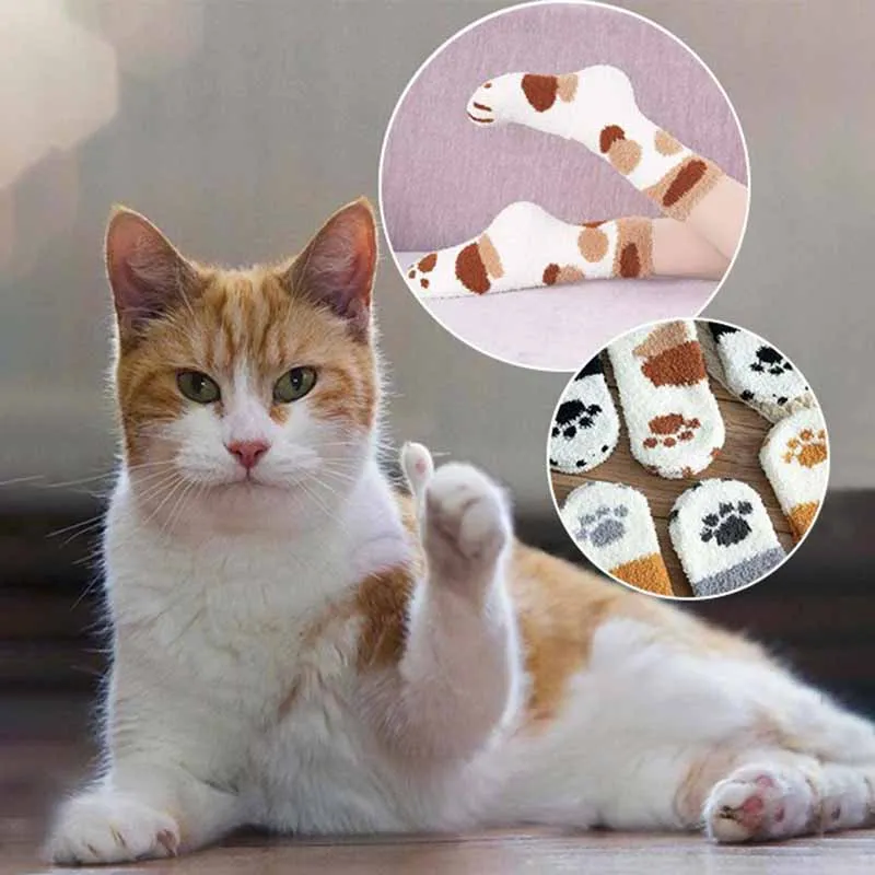 Cute Cat Cotton Soft Socks Winter Women Socks Plush ThiCkened Cat Paw Cartoon Pattern Warm Floor Sox for Christmas Gift Women 
Cute Cat Cotton Soft Socks Winter Women Socks Plush ThiCkened Cat Paw Cartoon Pattern Warm Floor Sox for Christmas Gift Women