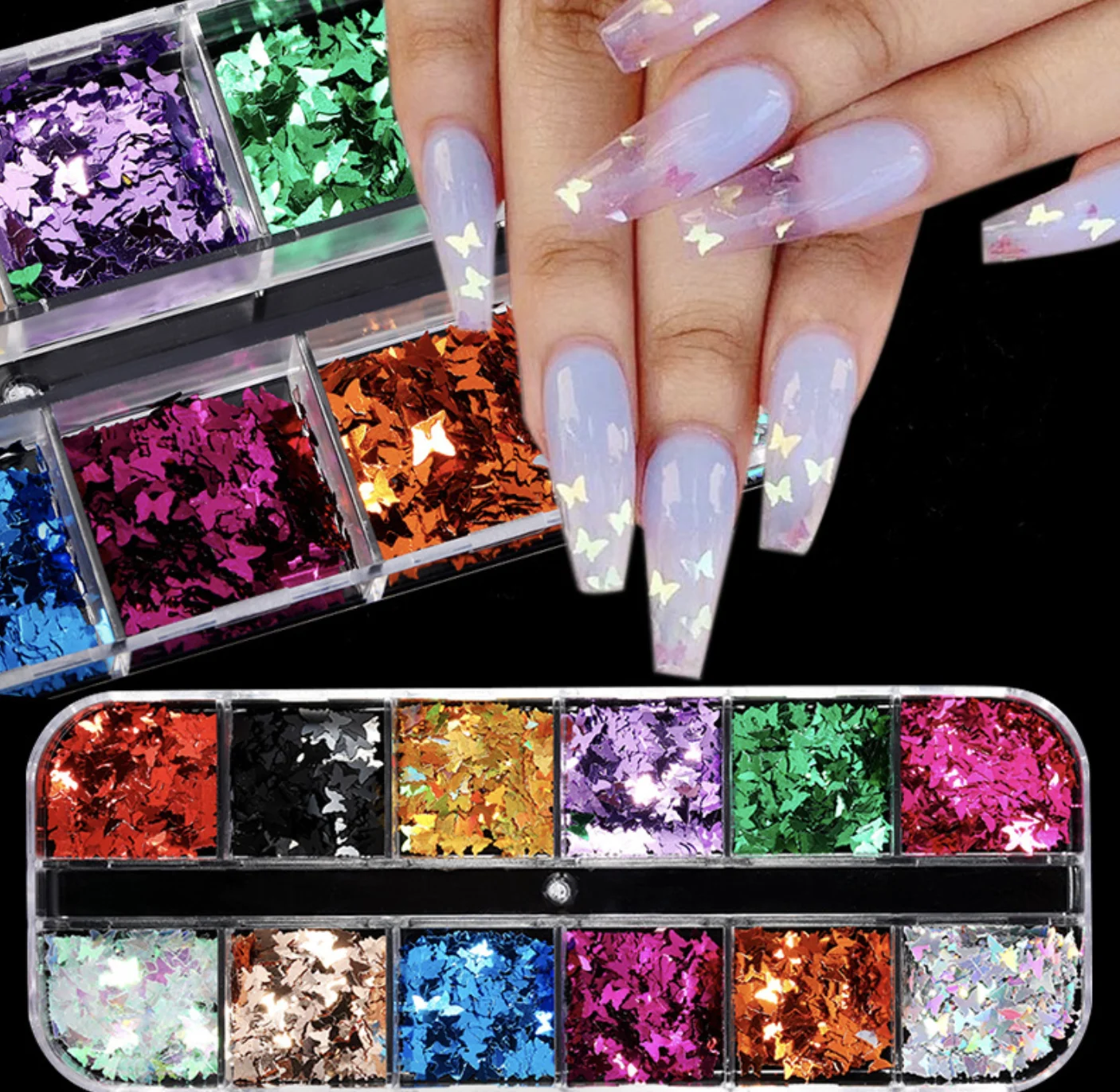 12 cells/1 box Manicure Laser Holographic Sequins Nail Art Decoration Butterfly Thin Patch Accessories Equipment (1cells3X3mm)
12 cells/1 box Manicure Laser Holographic Sequins Nail Art Decoration Butterfly Thin Patch Accessories Equipment (1cells3X3mm)