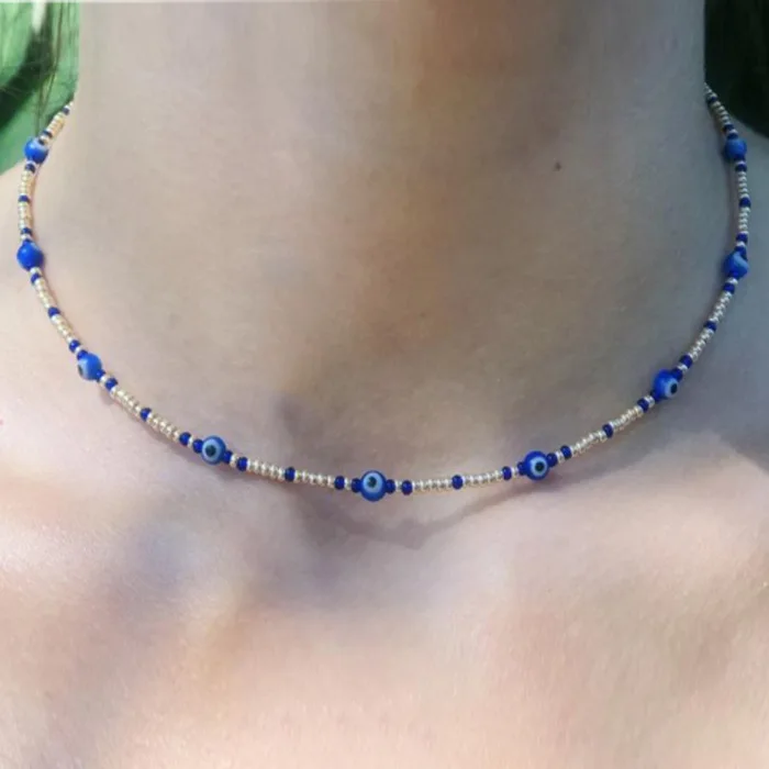 Fashion Trend Blue Evil Eye Round Rice Bead Necklace for Women Retro Choker Adjustable Necklace Chain Gothic Jewelry
Fashion Trend Blue Evil Eye Round Rice Bead Necklace for Women Retro Choker Adjustable Necklace Chain Gothic Jewelry