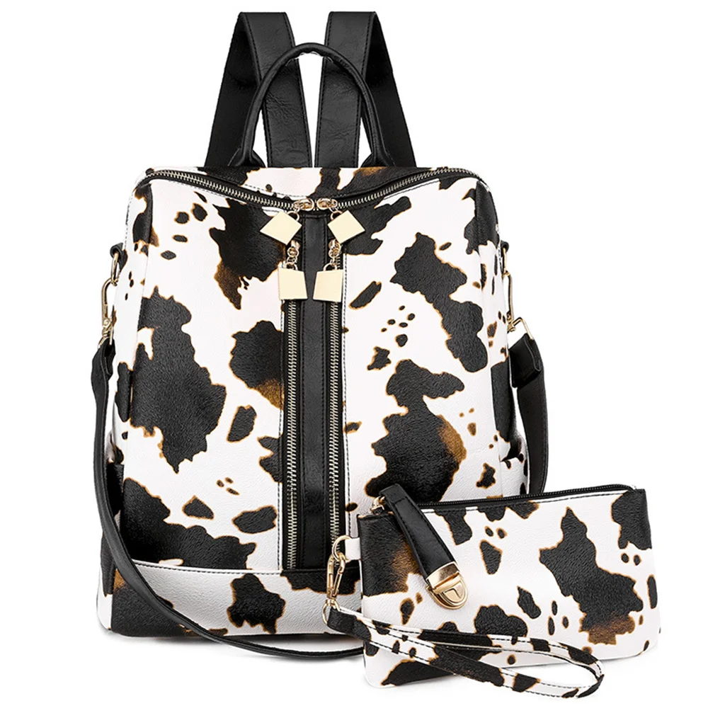 Fashion Retro Female Animal Faux Leather Multi Pockets Backpack Purse Set Leopard Cow Print Backpack Bag For Women
Fashion Retro Female Animal Faux Leather Multi Pockets Backpack Purse Set Leopard Cow Print Backpack Bag For Women