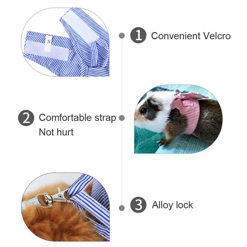 Small Pet Squirrel Guinea Pig Out Towing Rope Striped Strap Adjustable Soft Harness Leash Bird
Small Pet Squirrel Guinea Pig Out Towing Rope Striped Strap Adjustable Soft Harness Leash Bird