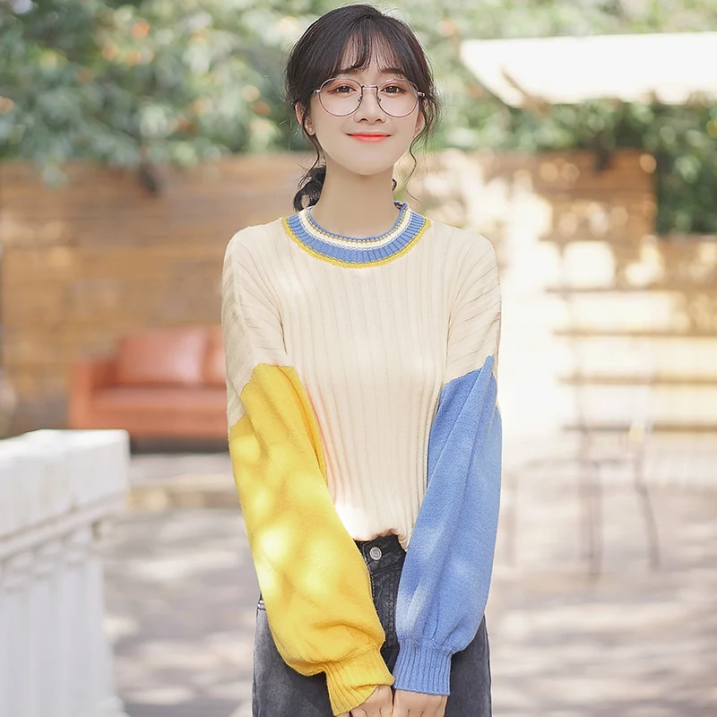 Chic Khaki 2019 New Spring and Autumn Color Matching Sweater Loose Long Sleeve Bottoming Shirt Cotton Knitwear Student Contrast
Chic Khaki 2019 New Spring and Autumn Color Matching Sweater Loose Long Sleeve Bottoming Shirt Cotton Knitwear Student Contrast