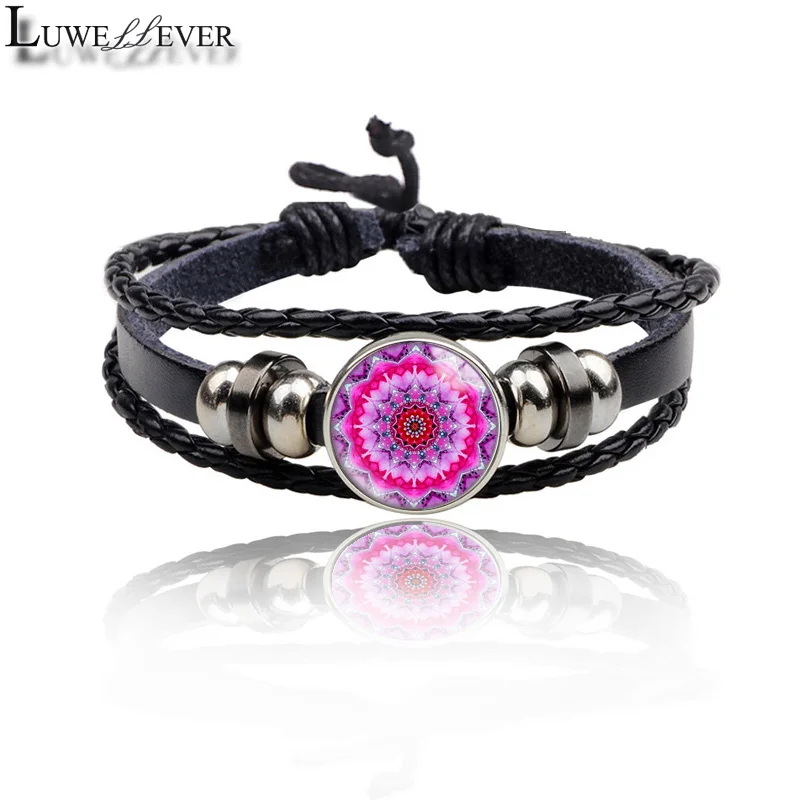 New 3843 Mandala 20mm Glass Genuine Leather Bracelet 18mm Snap Button Round Cabochon Charm Jewelry For Women Men Gift
New 3843 Mandala 20mm Glass Genuine Leather Bracelet 18mm Snap Button Round Cabochon Charm Jewelry For Women Men Gift