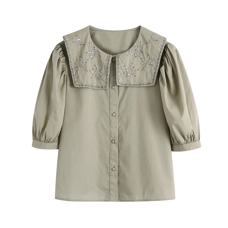 BLSQR Lapel embroidery vintage shirt for lady summer Puff sleeve chic short blouse female Fashion casual elegant women's shirt
BLSQR Lapel embroidery vintage shirt for lady summer Puff sleeve chic short blouse female Fashion casual elegant women's shirt