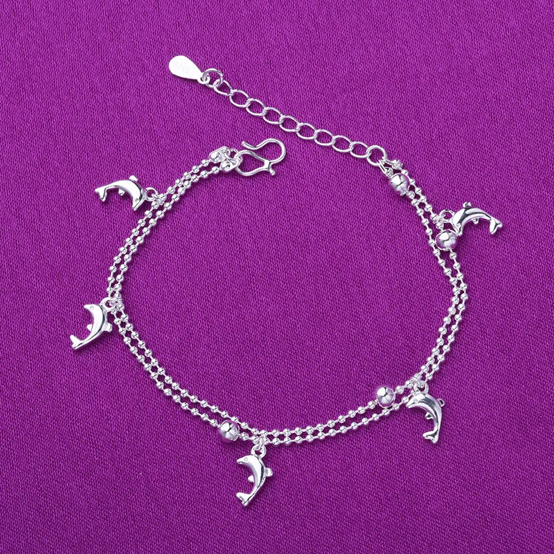 925 Sterling Silver Dolphin Charm Bracelets Double Layer Anklet Bracelets For Women Party Wedding Jewelry A180
925 Sterling Silver Dolphin Charm Bracelets Double Layer Anklet Bracelets For Women Party Wedding Jewelry A180