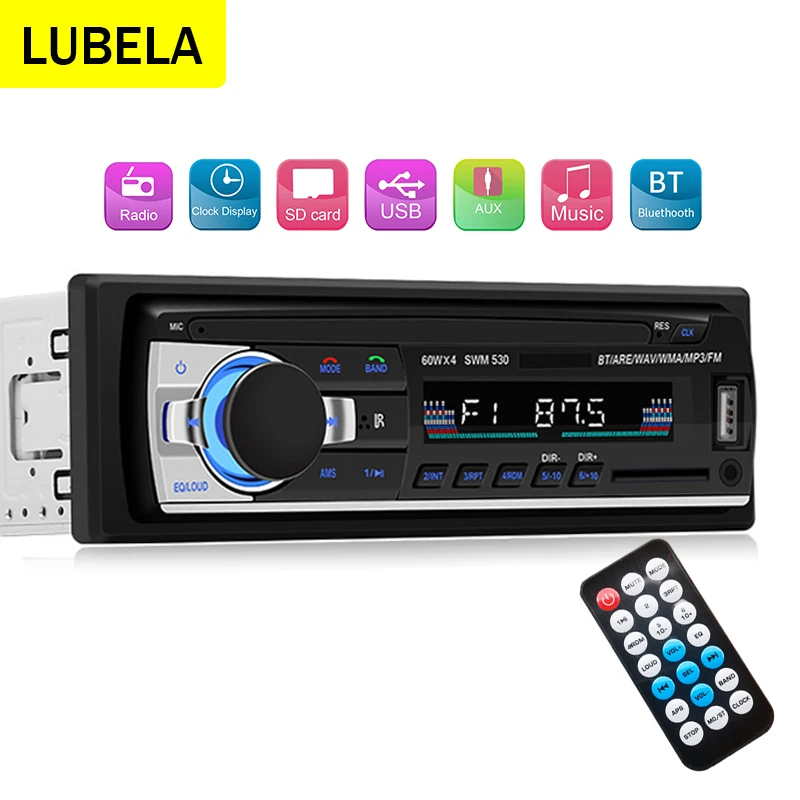 Car radio 1 din bluetooth car mp3 player digital stereo 60W x4 car audio FM radio with dashboard AUX input USB SD/ISO socket
Car radio 1 din bluetooth car mp3 player digital stereo 60W x4 car audio FM radio with dashboard AUX input USB SD/ISO socket