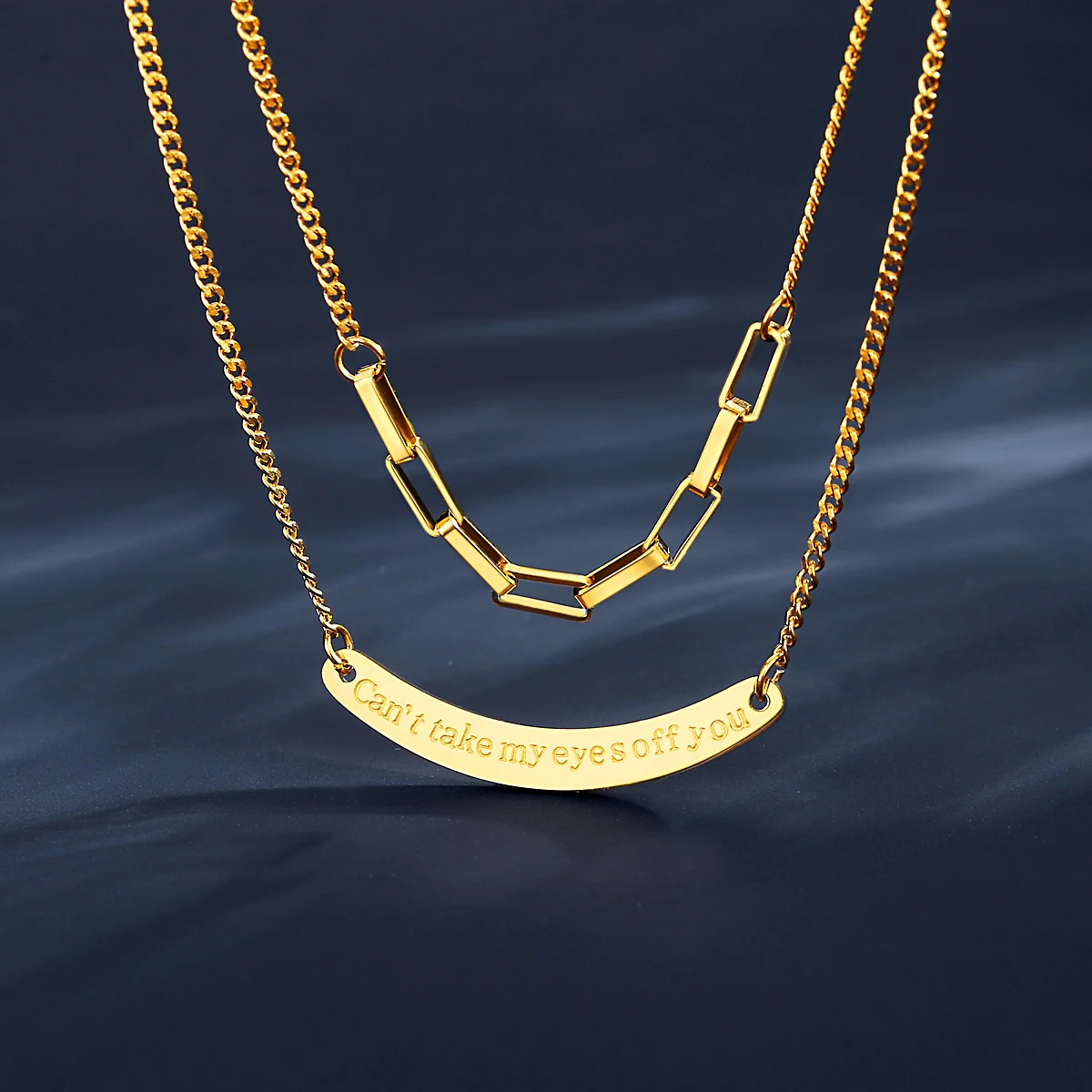 JINSE New 316L Stainless Steel Double Layer Letter Choker Gold Metal Chain Pendant Necklaces for Women Fashion Jewelry Bar Kolye
JINSE New 316L Stainless Steel Double Layer Letter Choker Gold Metal Chain Pendant Necklaces for Women Fashion Jewelry Bar Kolye