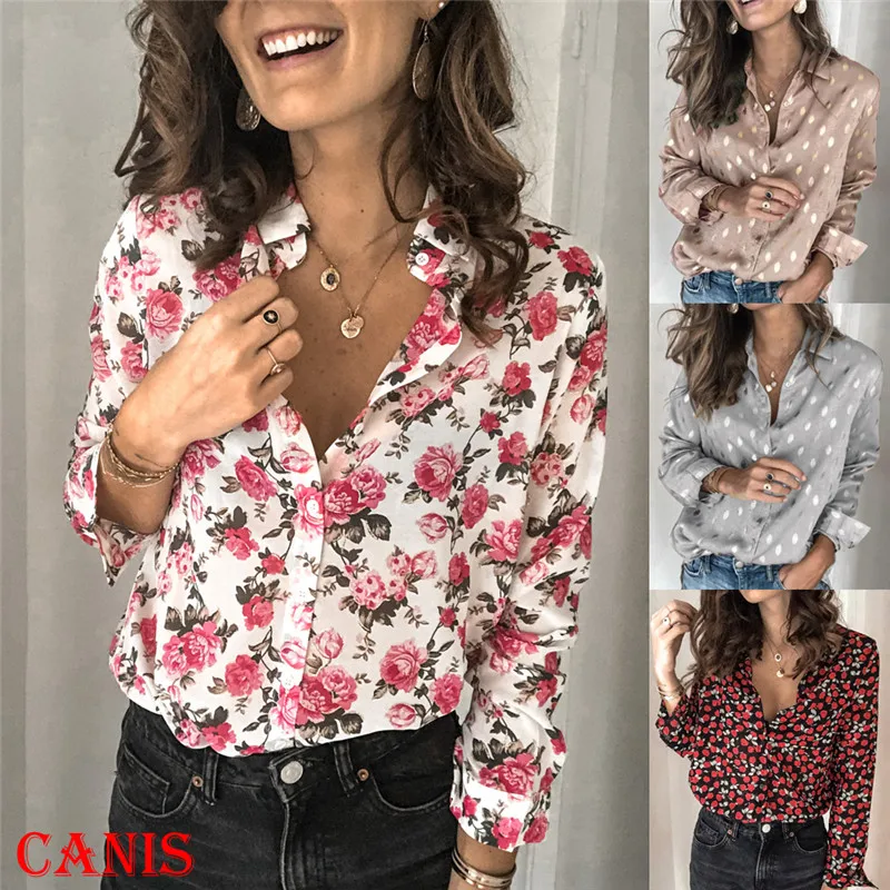 Sexy Women Long Sleeve Tunic Floral Dot Print Shirt Blouses Tops Outwear 2020 New OL Buttons V-neck Tops Shirt Blouse Summer Hot
Sexy Women Long Sleeve Tunic Floral Dot Print Shirt Blouses Tops Outwear 2020 New OL Buttons V-neck Tops Shirt Blouse Summer Hot