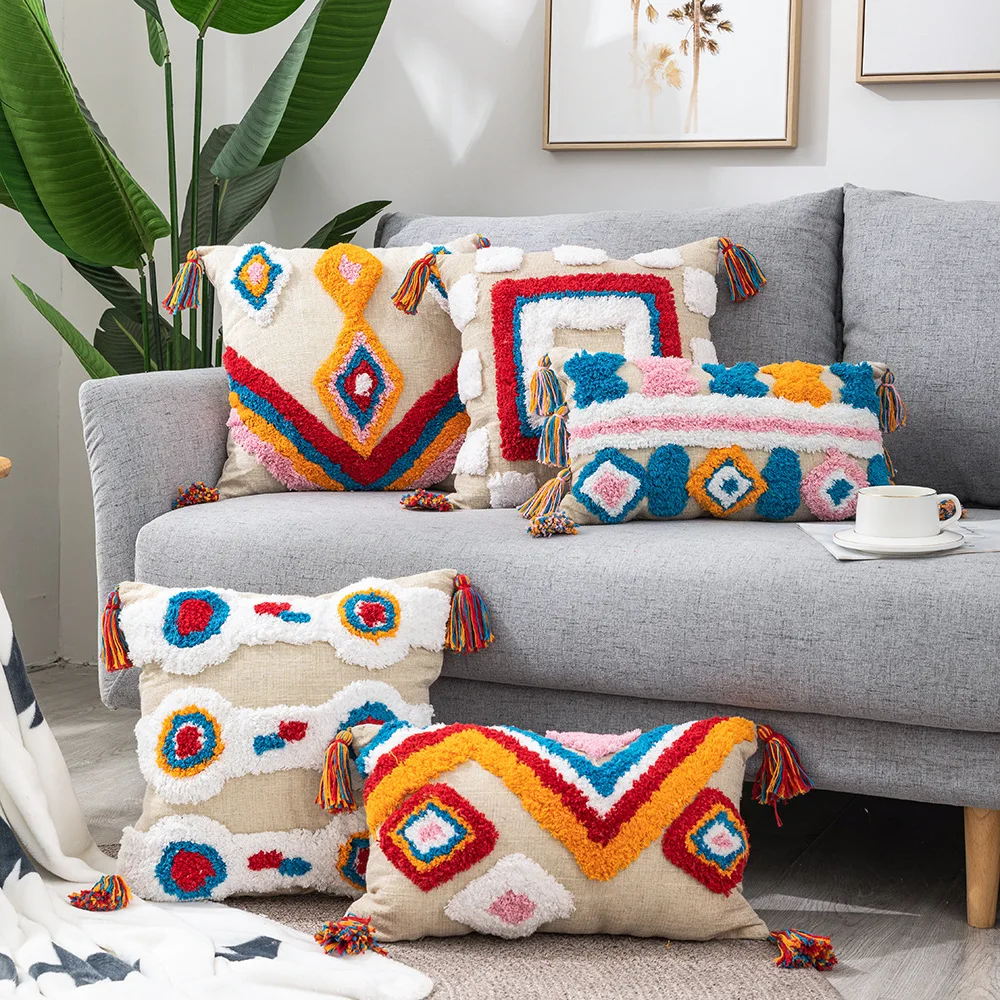 Eu Style Pillowcase Indian Style Cushion Nordic Moroccan Hand-embroidered Tufted Geometric Tassel Pillowcase
Eu Style Pillowcase Indian Style Cushion Nordic Moroccan Hand-embroidered Tufted Geometric Tassel Pillowcase
