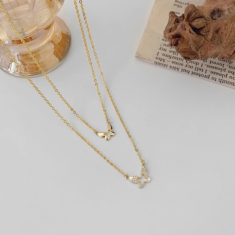 2021 New Trendy 925 Sterling Silver Flash Diamond Butterfly Double Necklace Sweet Girl Clavicle Chain Pendant Women Jewelry
2021 New Trendy 925 Sterling Silver Flash Diamond Butterfly Double Necklace Sweet Girl Clavicle Chain Pendant Women Jewelry