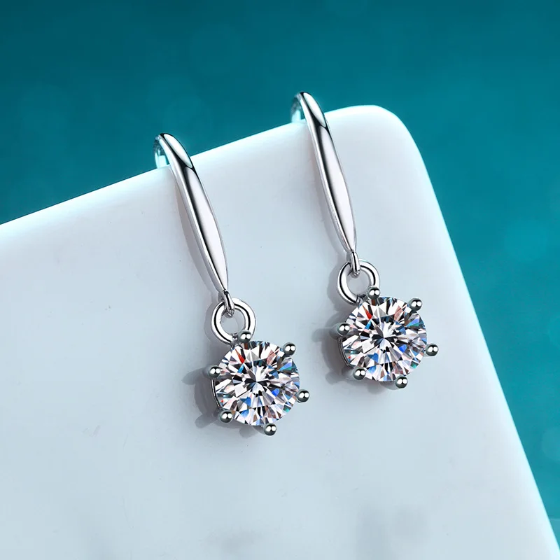 BOEYCJR 925 Silver 0.5/1ct F Color Moissanite VVS Fine Jewelry 6 Claws Drop Earrings For Women Gift
BOEYCJR 925 Silver 0.5/1ct F Color Moissanite VVS Fine Jewelry 6 Claws Drop Earrings For Women Gift