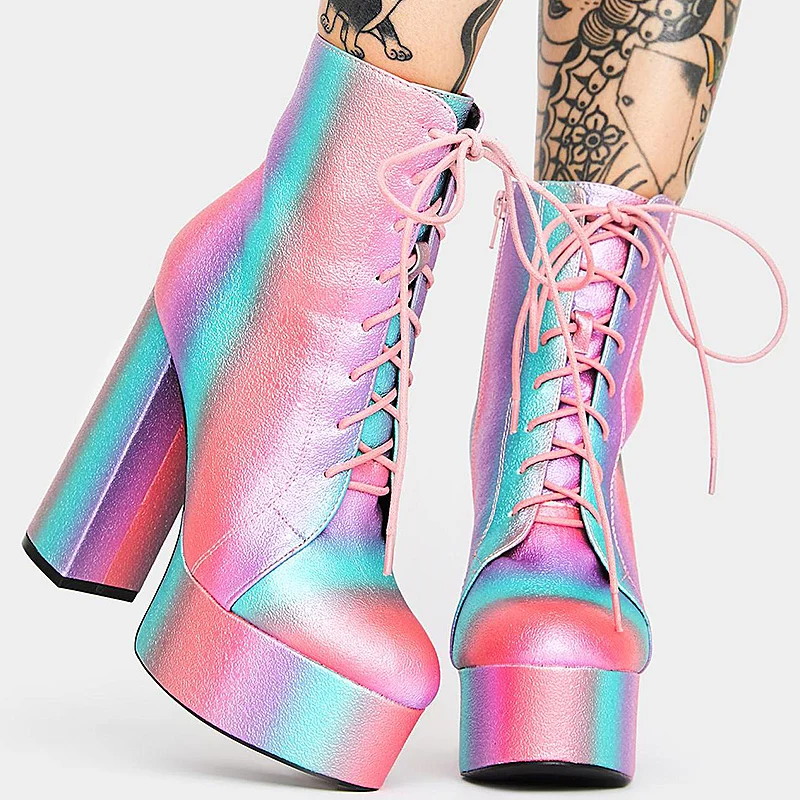 Female Winter Ankle Boots Colorful Wedged Platform Shoes Ladies Y2K Boot With Zipper Bootie High Heels Motorcycle Punk Bota 
Female Winter Ankle Boots Colorful Wedged Platform Shoes Ladies Y2K Boot With Zipper Bootie High Heels Motorcycle Punk Bota