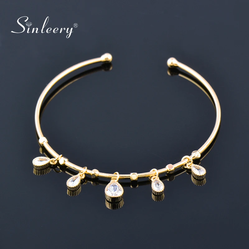 SINLEERY Crystal Teardrop Pendants Bracelet Open Bangle Gold Color Dubai Jewelry Women Fashion Accessories SL463 SSA
SINLEERY Crystal Teardrop Pendants Bracelet Open Bangle Gold Color Dubai Jewelry Women Fashion Accessories SL463 SSA