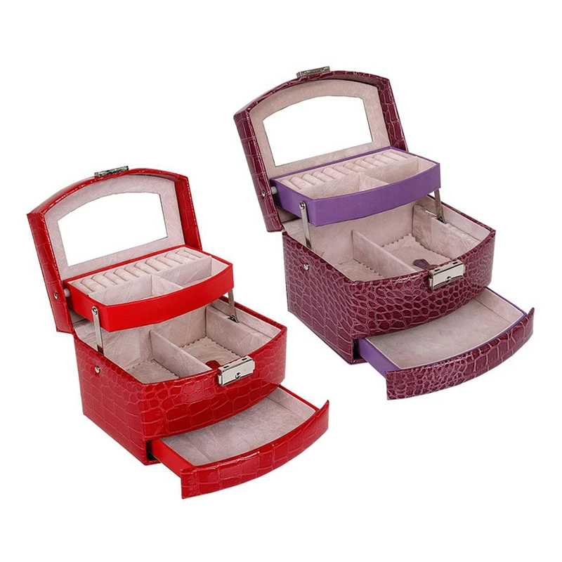 2 Pcs Automatic Leather Jewelry Box Three-Layer Storage Box for Women Earring Cosmetic Organizer Casket(Purple &Red)
2 Pcs Automatic Leather Jewelry Box Three-Layer Storage Box for Women Earring Cosmetic Organizer Casket(Purple &Red)