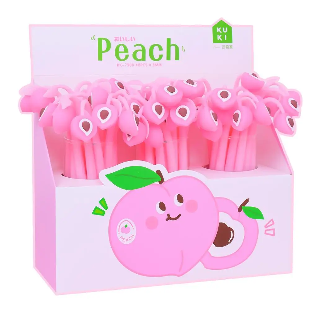 24 pcs/lot Creative Peach Gel Pen Cute Bendable 0.5mm black Ink Signature Pens Promotional Gift Office School Supplies
24 pcs/lot Creative Peach Gel Pen Cute Bendable 0.5mm black Ink Signature Pens Promotional Gift Office School Supplies
