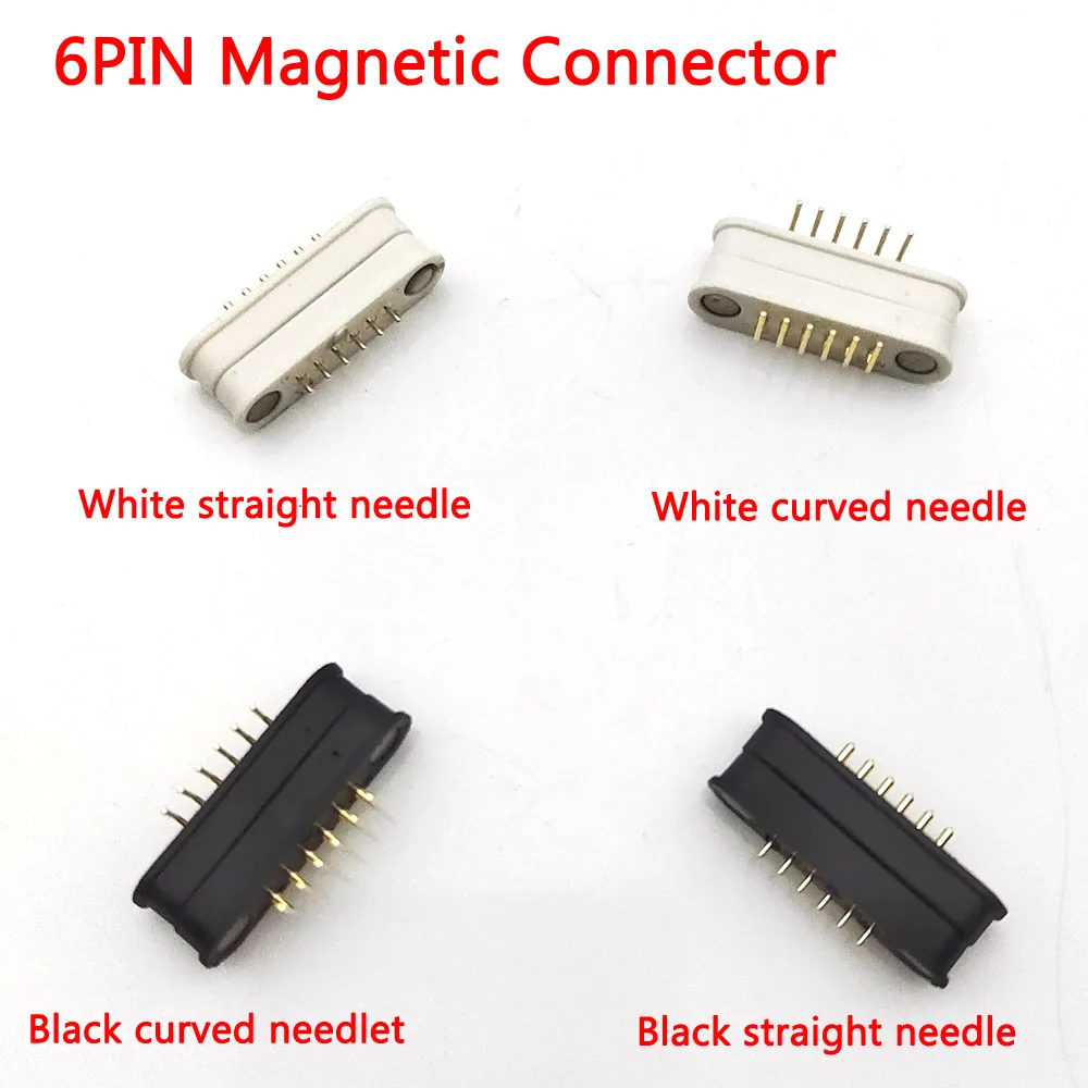 

1set 6Pin Magnetic Pogo Pin Connector 6 Positions Pitch 2.2mm Spring Loaded Header Contact for Charge Data Transfer cable Probe