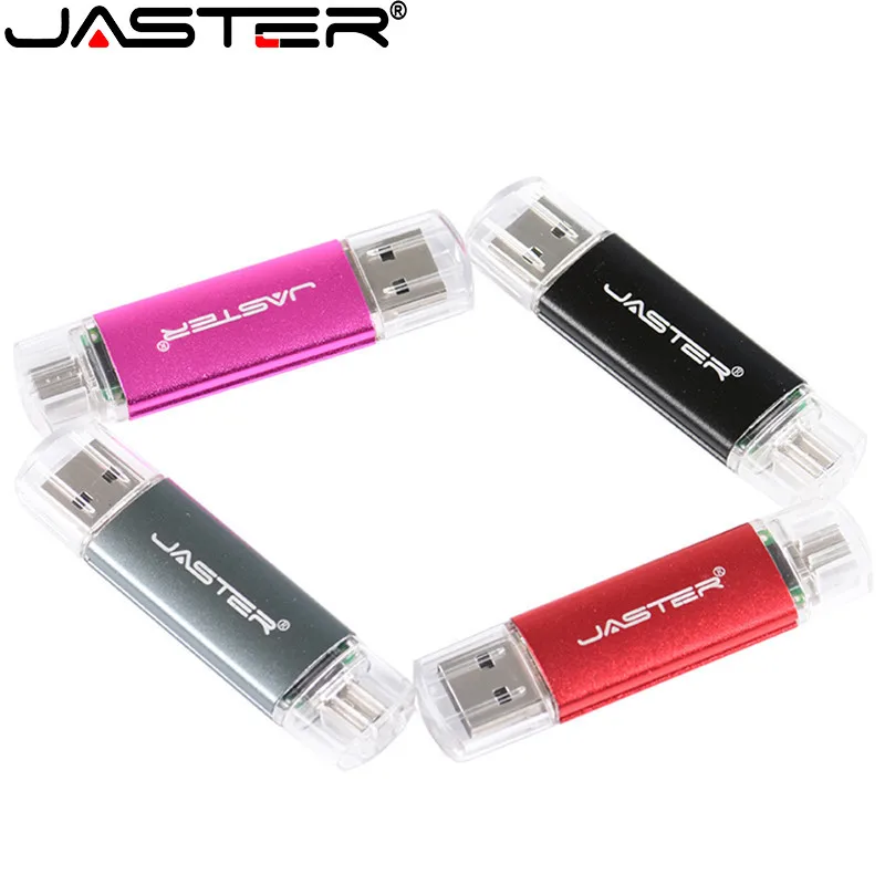 

JASTER High Speed Usb2.0 OTG USB Flash Drive 32GB Metal Pen Drive 64GB 128GB 256GB Pendrive Double Memory Usb Stick Flash Disk