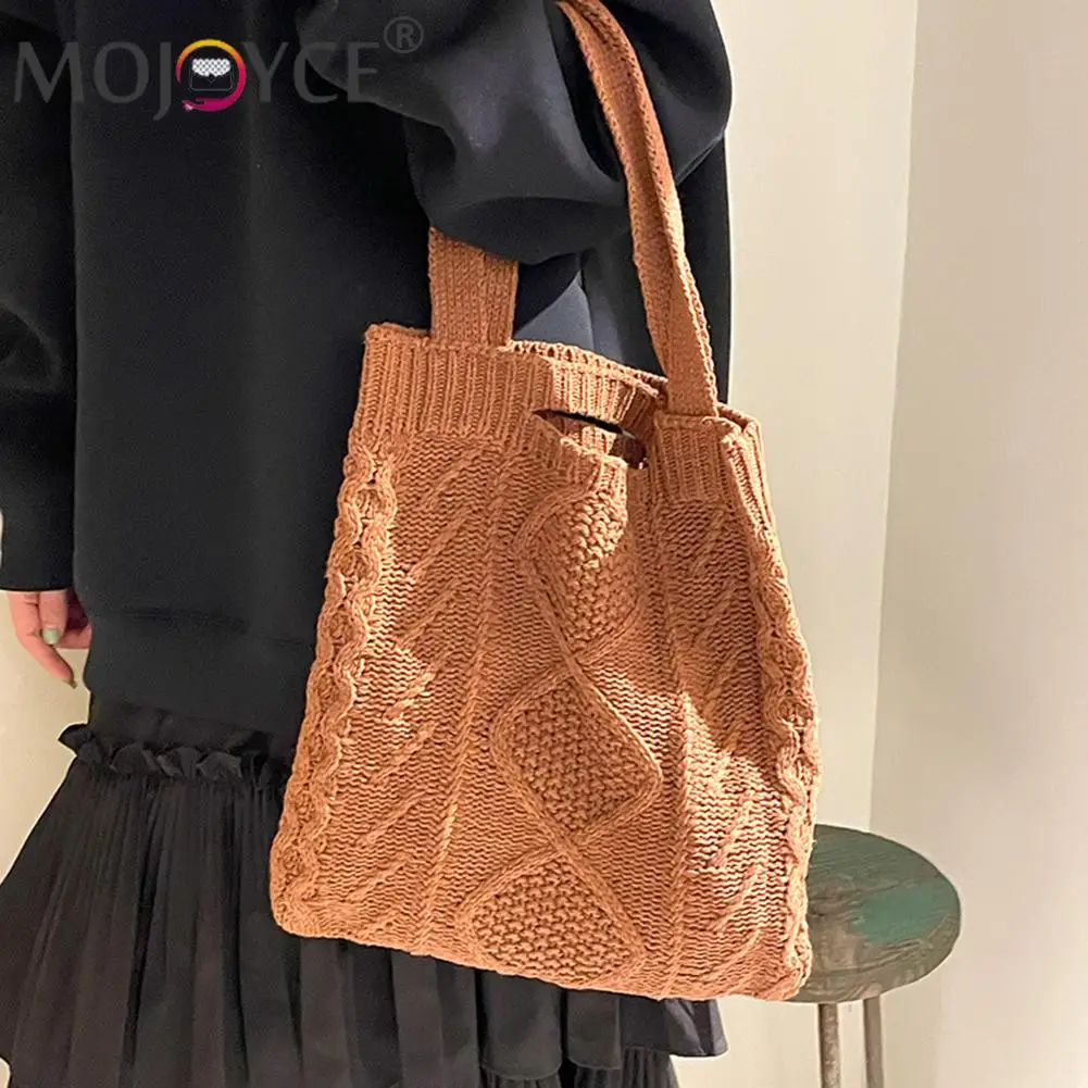 Модная женская вязаная однотонная сумка через плечо, повседневная универсальная осенне-зимняя вместительная сумка для покупок 
Модная женская вязаная однотонная сумка через плечо, повседневная универсальная осенне-зимняя вместительная сумка для покупок