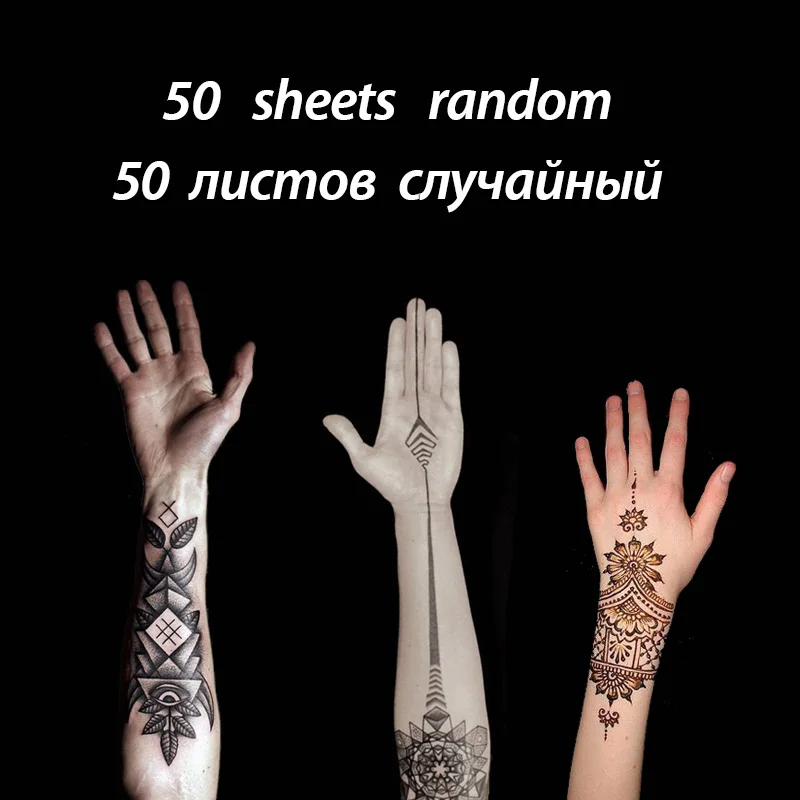 Wyuen Произвольный выбор 50 шт цветок поддельные татуировки растение животное