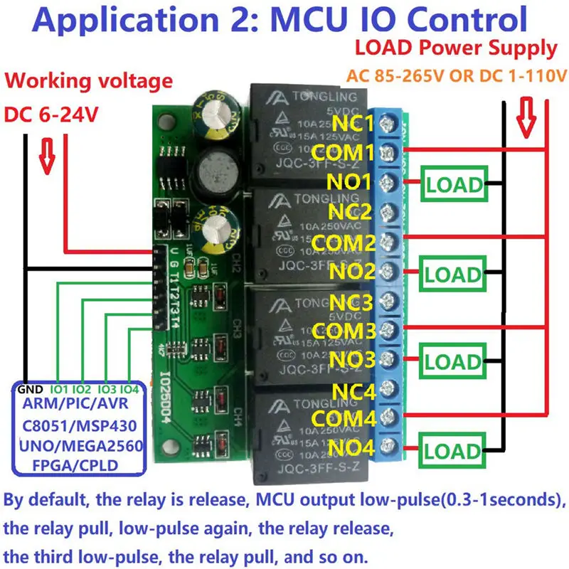 4Ch с источником питания от постоянного тока 6V-24V флип-флоп триггерный релейный