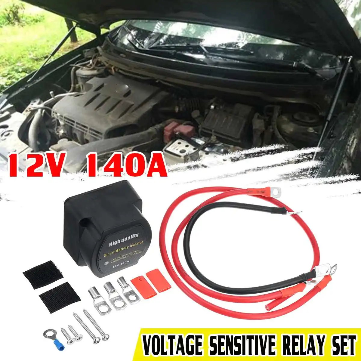 12V 140A Durable Dual Battery Isolator Kit for Camper Car RV Yacht Steamer Waterproof Voltage Sensitive Split Charge Relay VSR
12V 140A Durable Dual Battery Isolator Kit for Camper Car RV Yacht Steamer Waterproof Voltage Sensitive Split Charge Relay VSR