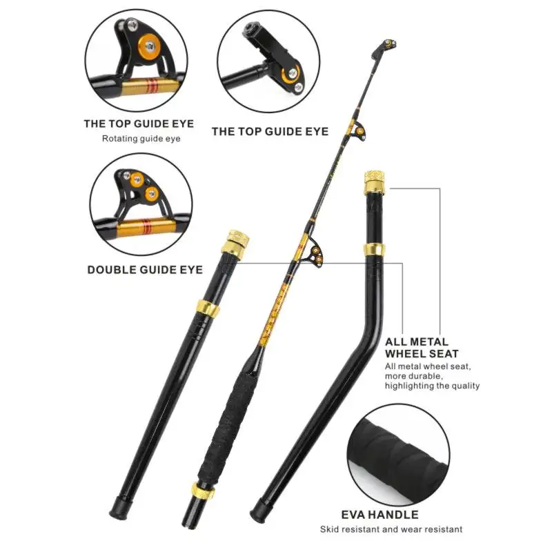 Heavy Duty Fishing Rod with Swivel Tip Roller Guide Fiberglass Material 80lb 130lb Aluminum Butt Trolling Fishing Rods for Tuna
Heavy Duty Fishing Rod with Swivel Tip Roller Guide Fiberglass Material 80lb 130lb Aluminum Butt Trolling Fishing Rods for Tuna