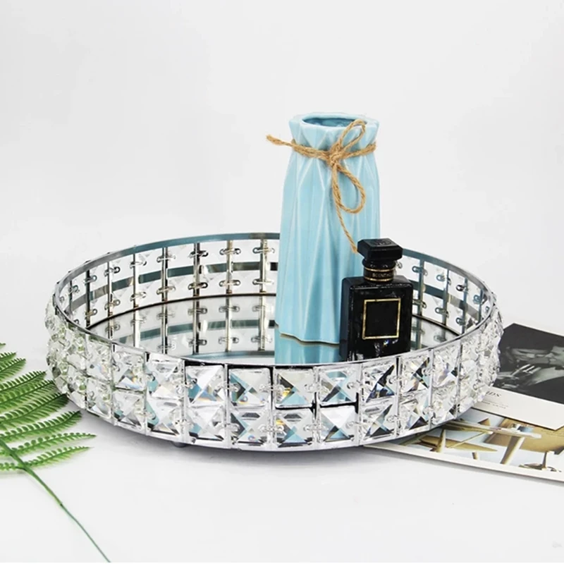 10 Inch Crystal Glass Mirror Jewelry Storage Tray Cosmetic Home Decor
10 Inch Crystal Glass Mirror Jewelry Storage Tray Cosmetic Home Decor