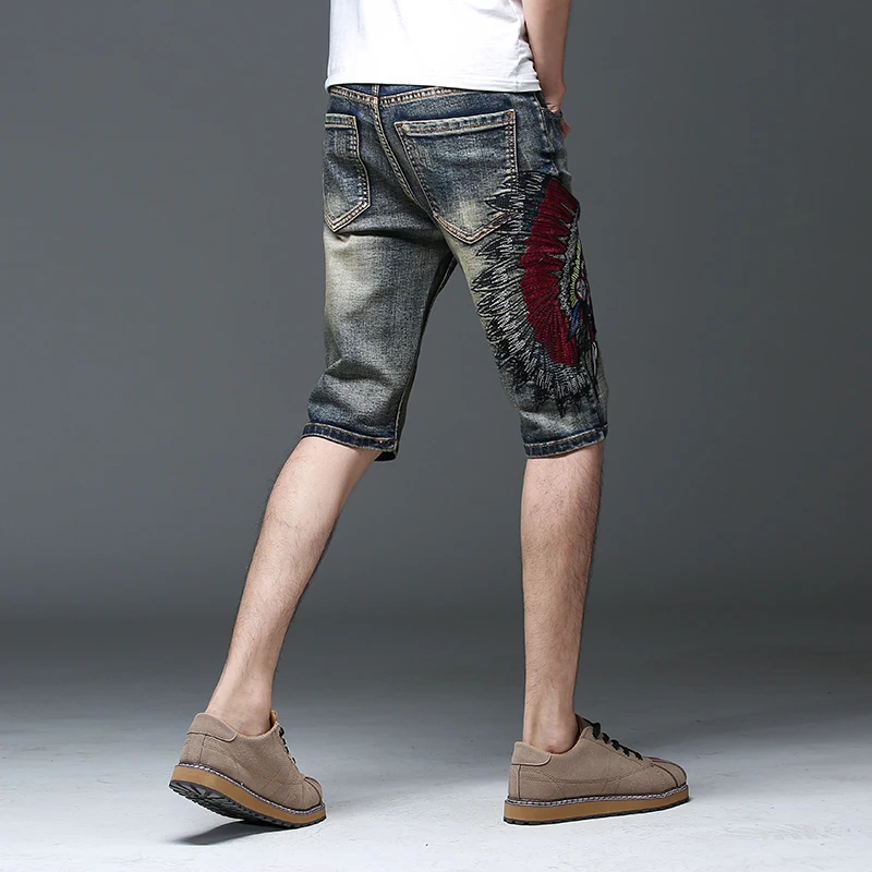 Fashion Men Embroidery Hole Ripped Denim Shorts Vintage Slim Fit Knee-Length Jeans Summer Streetwear Casual Cowboy Shorts Male
Fashion Men Embroidery Hole Ripped Denim Shorts Vintage Slim Fit Knee-Length Jeans Summer Streetwear Casual Cowboy Shorts Male