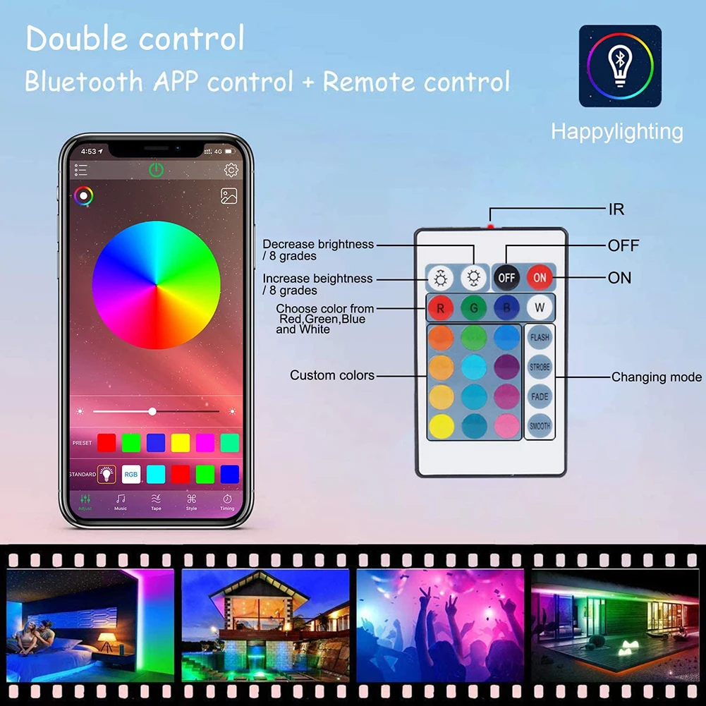 5m DC12V LED Strip Set 5050RGB LED IR Bluetooth Control Light for TV Party Bar Lamp Wedding Decor Fairy Lights Background Lamp
5m DC12V LED Strip Set 5050RGB LED IR Bluetooth Control Light for TV Party Bar Lamp Wedding Decor Fairy Lights Background Lamp