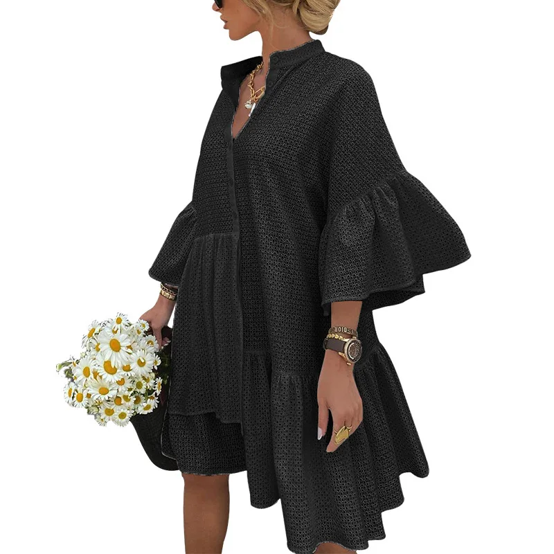 New Trendy Women Summer Dress Elegant Hollow Out Asymmetrical Ruffle dress Ladyies Vestidos
New Trendy Women Summer Dress Elegant Hollow Out Asymmetrical Ruffle dress Ladyies Vestidos