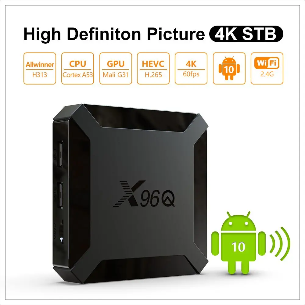 

X96Q Android TV Box 2G RAM 16G ROM Allwinner H313 Quad Core Smart Android 10.0 tv box 2.4G Wifi 4K X96 Set top Box Media Player