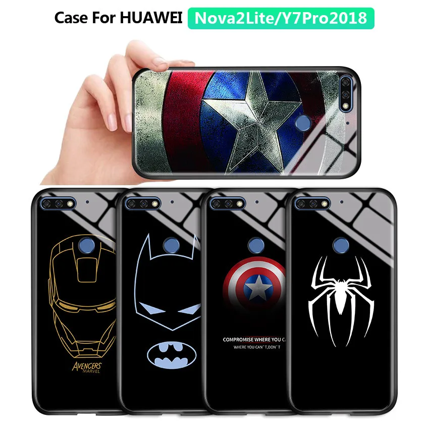 Для Huawei Nova 2 Lite / Y7 Prime 2018 Honor 7C Enjoy8 Marvel Ironman противоударный стеклянный чехол