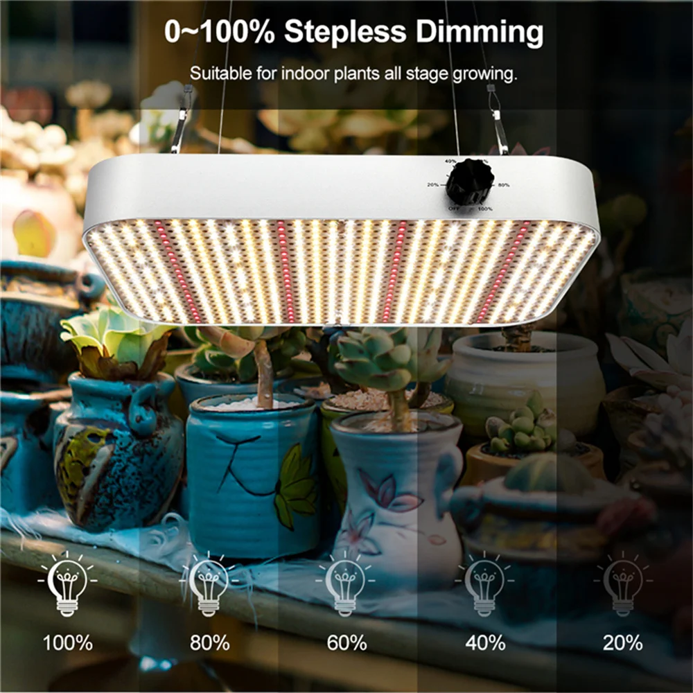 Dimmable Growth Light 1800W Full Spectrum Waterproof Can Cover 4*4Ft LED Plant Light to Adapt Different Growth Stages of Plant
Dimmable Growth Light 1800W Full Spectrum Waterproof Can Cover 4*4Ft LED Plant Light to Adapt Different Growth Stages of Plant