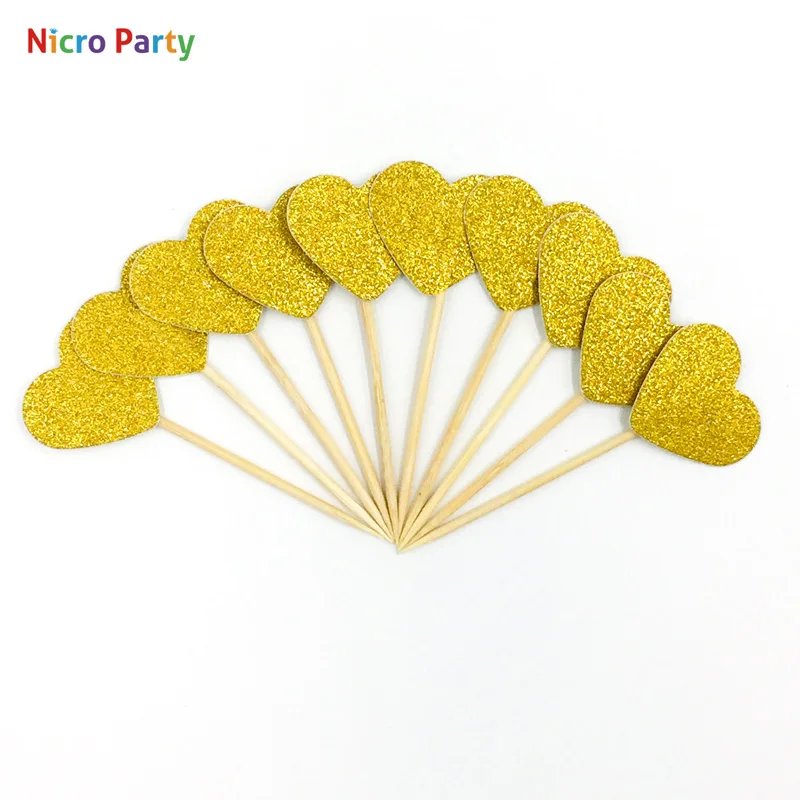 Nicro Cake Topper 10 pcs/set Golden Color Heart Paper Happy Birthday Party Decorations Kids Wedding Cake Cupcake Toppers #CDS23
Nicro Cake Topper 10 pcs/set Golden Color Heart Paper Happy Birthday Party Decorations Kids Wedding Cake Cupcake Toppers #CDS23