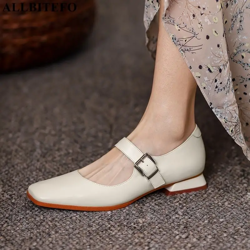ALLBITEFO square toe comfortable soft genuine leather low heel shoes fashion leisure women heels office work shoes high heels
ALLBITEFO square toe comfortable soft genuine leather low heel shoes fashion leisure women heels office work shoes high heels