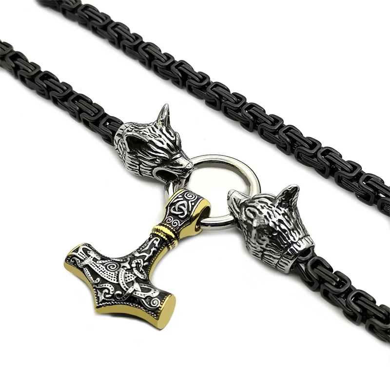 Мужская подвеска из нержавеющей стали Viking Thor Hammer ожерелье титановой цепочка с