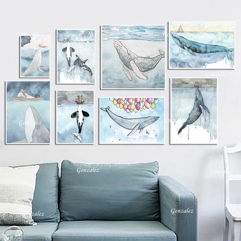 Nordic Style Whale Canvas Painting Underwater World Sea Animals Posters and Prints Pictures For Living Room Home Decoration
Nordic Style Whale Canvas Painting Underwater World Sea Animals Posters and Prints Pictures For Living Room Home Decoration