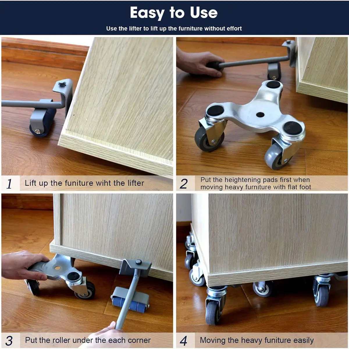 Dropshipping Furniture Mover Set Transport Lifts Heavy Lifting Wheel Tools Bar Hand Tools 5-piece Set Max Load 400kg Silver
Dropshipping Furniture Mover Set Transport Lifts Heavy Lifting Wheel Tools Bar Hand Tools 5-piece Set Max Load 400kg Silver