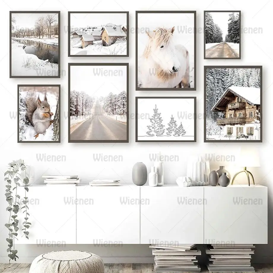 Winter Forest House Canvas Painting Nordic Pony Squirrel Highway Wall Art Posters and Prints Wall Pictures for Living Room Decor
Winter Forest House Canvas Painting Nordic Pony Squirrel Highway Wall Art Posters and Prints Wall Pictures for Living Room Decor