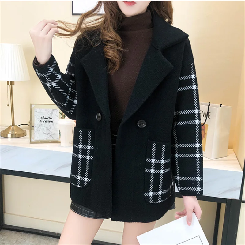 Suit Collar Plaid Jacket Women's Woolen Parka 2021 Spring And Autumn New Loose Knitted Double-Sided Wool Coat Female Casual Tops
Suit Collar Plaid Jacket Women's Woolen Parka 2021 Spring And Autumn New Loose Knitted Double-Sided Wool Coat Female Casual Tops