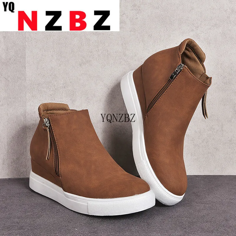 Women Wedges Sneakers Vulcanized Shoes Autumn New Woman Fashion Zip Flat Internal Increase Casual Single Shoes Zapatos De Mujer
Women Wedges Sneakers Vulcanized Shoes Autumn New Woman Fashion Zip Flat Internal Increase Casual Single Shoes Zapatos De Mujer