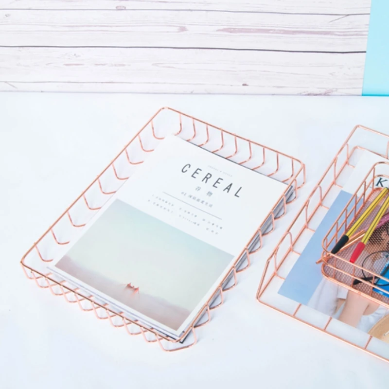 Rose Gold Letter Tray Exquisite Hollow-out Metal File Storage Bins File Paper Tray Organizer School Office Supplies 
Rose Gold Letter Tray Exquisite Hollow-out Metal File Storage Bins File Paper Tray Organizer School Office Supplies