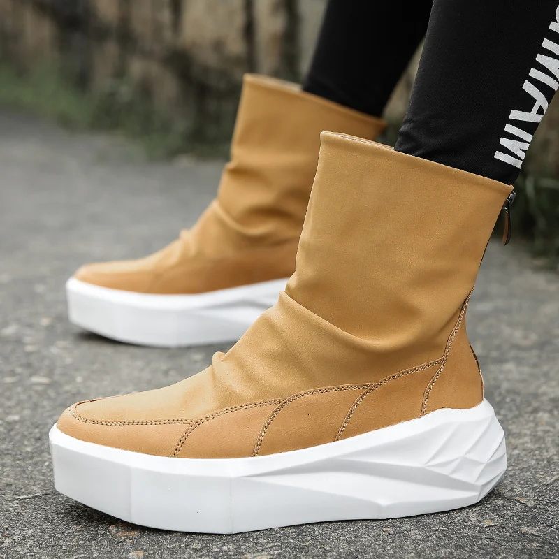 Brown Leather Men's Shoes Boots High Top Chunky Men High Boots Zip Platform Boots Men Ankle Fish Scale Shoes Botas Hombre Cuero 
Brown Leather Men's Shoes Boots High Top Chunky Men High Boots Zip Platform Boots Men Ankle Fish Scale Shoes Botas Hombre Cuero