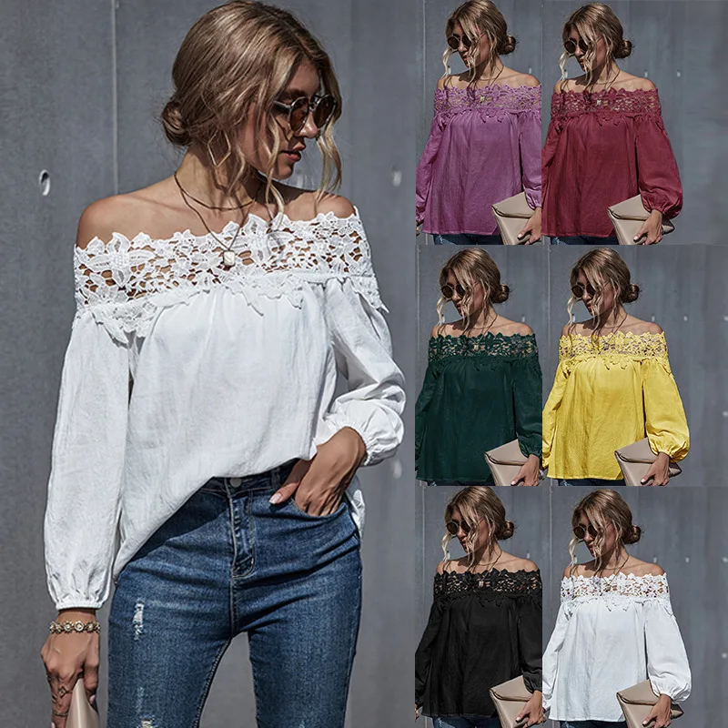 Top Women's jacket spring and autumn traf solid color word shoulder puff sleeve French shirt Women's clothing sexy lace Blouse
Top Women's jacket spring and autumn traf solid color word shoulder puff sleeve French shirt Women's clothing sexy lace Blouse