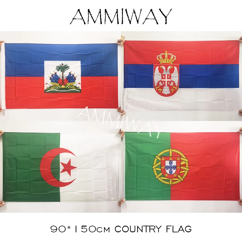 AMMIWAY 90*150 см 3x5 футов Haiti Serbia Algeria Portugal World национальные флаги и баннеры полиэстер