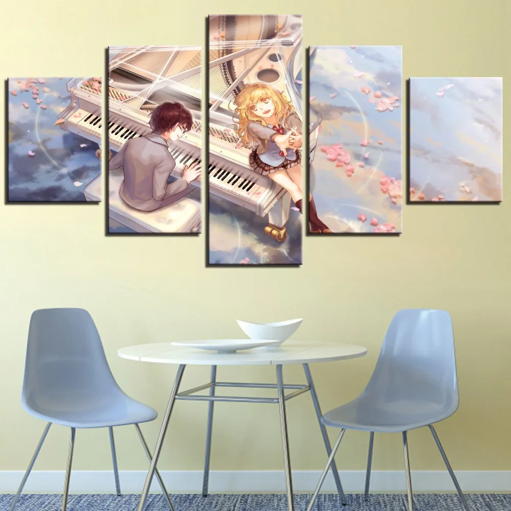 5 Pieces Music Art Love Cartoon Your Lie Is in April Wallpaper Girl Boy Piano Posters Sky Wind Home Modular Decor Framework
5 Pieces Music Art Love Cartoon Your Lie Is in April Wallpaper Girl Boy Piano Posters Sky Wind Home Modular Decor Framework